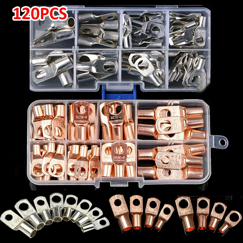120pcs/set Tin Plated Copper Copper Tube Terminals Lug Ring Battery Welding Cable Crimp Connector
120pcs/set Tin Plated Copper Copper Tube Terminals Lug Ring Battery Welding Cable Crimp Connector
