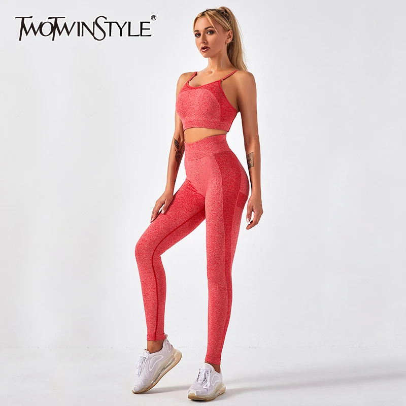 TWOTWINSTYLE Breathable Elastic Fashionable Sport Set For Female Pure Color Hollow Out Vest With High Waist Pant Women's Set
TWOTWINSTYLE Breathable Elastic Fashionable Sport Set For Female Pure Color Hollow Out Vest With High Waist Pant Women's Set