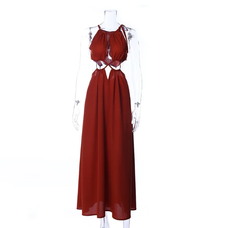 2021 Summer Women's Dress Halter Solid Color New Backless Folds V Neck Lacing Temperament Sexy Slimming Female Elegant Dress
2021 Summer Women's Dress Halter Solid Color New Backless Folds V Neck Lacing Temperament Sexy Slimming Female Elegant Dress