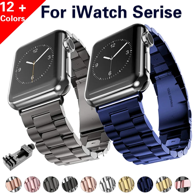 Ремешок из нержавеющей стали для Apple Watch 6 5 4 3 40 мм 44 спортивный браслет iWatch Band SE Srtap