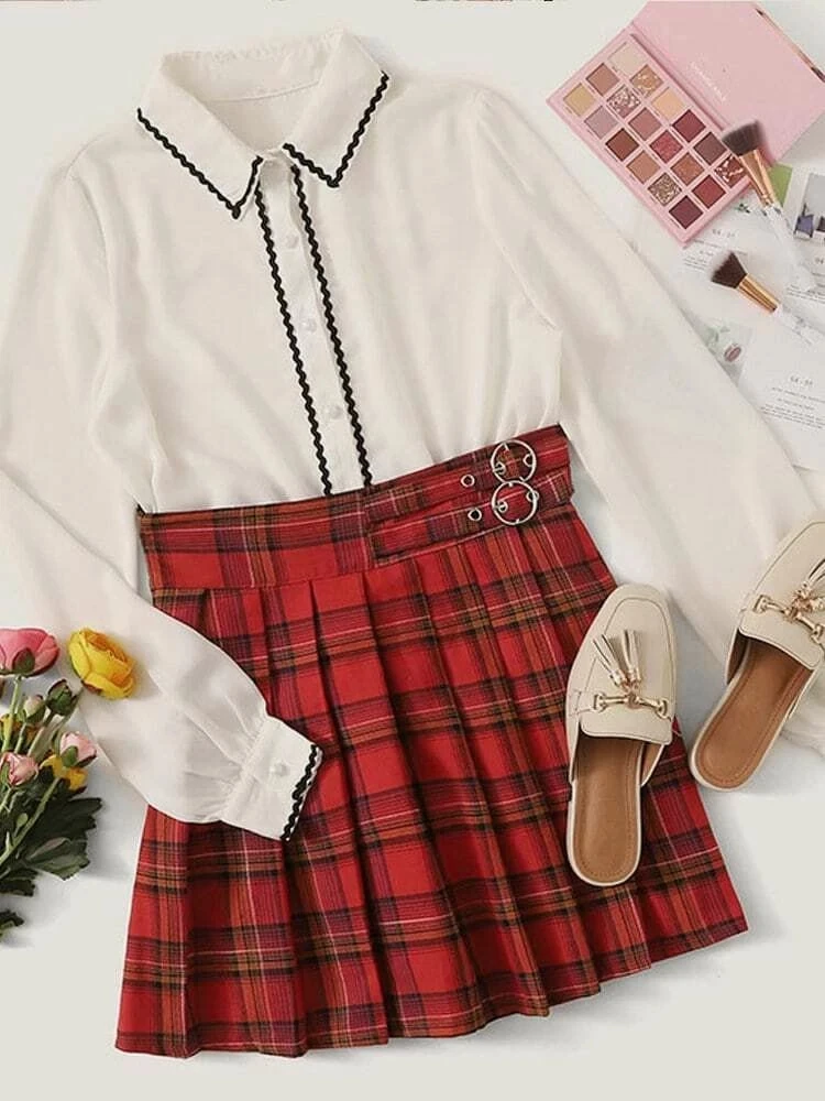 2020 Womens Korean Style Plaid Skirt Summer Fashion Metal Ring Decorated High-waist A-line Pleated Short Skirt S/M/L/XL
2020 Womens Korean Style Plaid Skirt Summer Fashion Metal Ring Decorated High-waist A-line Pleated Short Skirt S/M/L/XL
