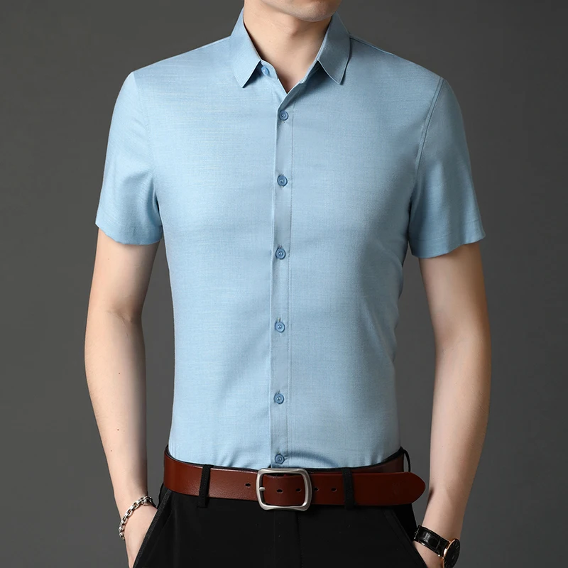 2021 new Summer shirt men pure color short-sleeved shirts men's lapel half-sleeved business Clothes MJ22-715
2021 new Summer shirt men pure color short-sleeved shirts men's lapel half-sleeved business Clothes MJ22-715