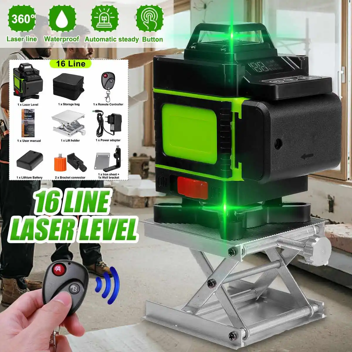 4D 16 Lines Green Laser Levels 360 Horizontal &Vertical Cross Lines Auto Self-Leveling super powerful Indoors and Outdoor
4D 16 Lines Green Laser Levels 360 Horizontal &Vertical Cross Lines Auto Self-Leveling super powerful Indoors and Outdoor