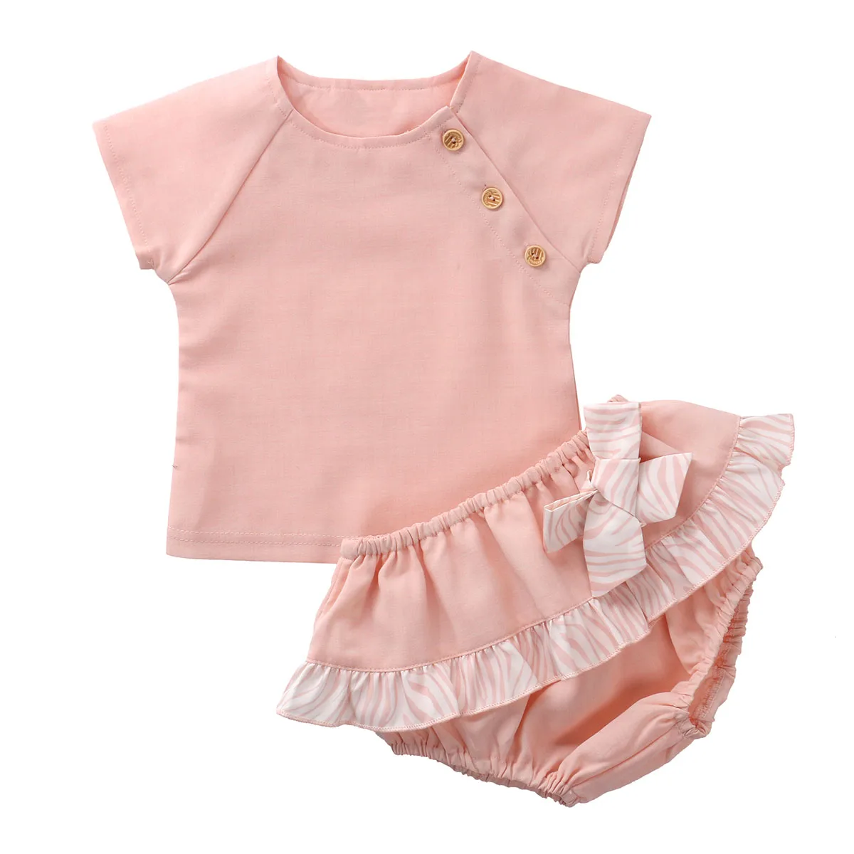 Комплект летней одежды из 2 предметов для новорожденных; Топ с короткими рукавами и круглым вырезом и косой пуговицей для маленьких девочек;...
Комплект летней одежды из 2 предметов для новорожденных; Топ с короткими рукавами и круглым вырезом и косой пуговицей для маленьких девочек;...