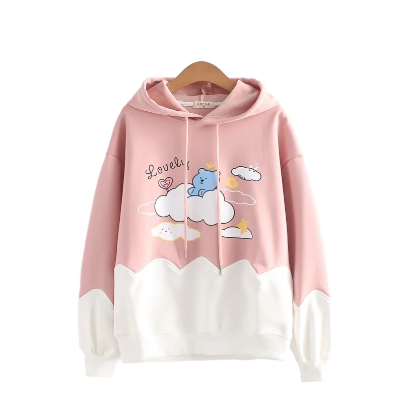 Fleece Women Hoodies Cartoon Bear Print Kawaii Hooded Sweatshirt 2021 Winter Drawstring Female Cotton Liner Harajuku Cute Tops
Fleece Women Hoodies Cartoon Bear Print Kawaii Hooded Sweatshirt 2021 Winter Drawstring Female Cotton Liner Harajuku Cute Tops