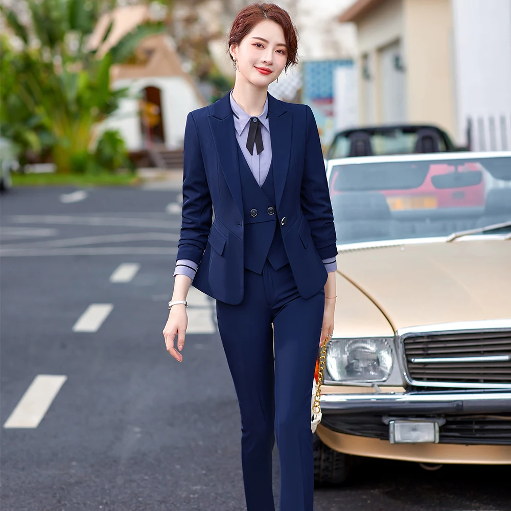 Classic 3 Piece Set Women Office Ladies Formal Work Pant Suit Black Blue Red Blazer Vest and Trouser for Interview Business Wear
Classic 3 Piece Set Women Office Ladies Formal Work Pant Suit Black Blue Red Blazer Vest and Trouser for Interview Business Wear