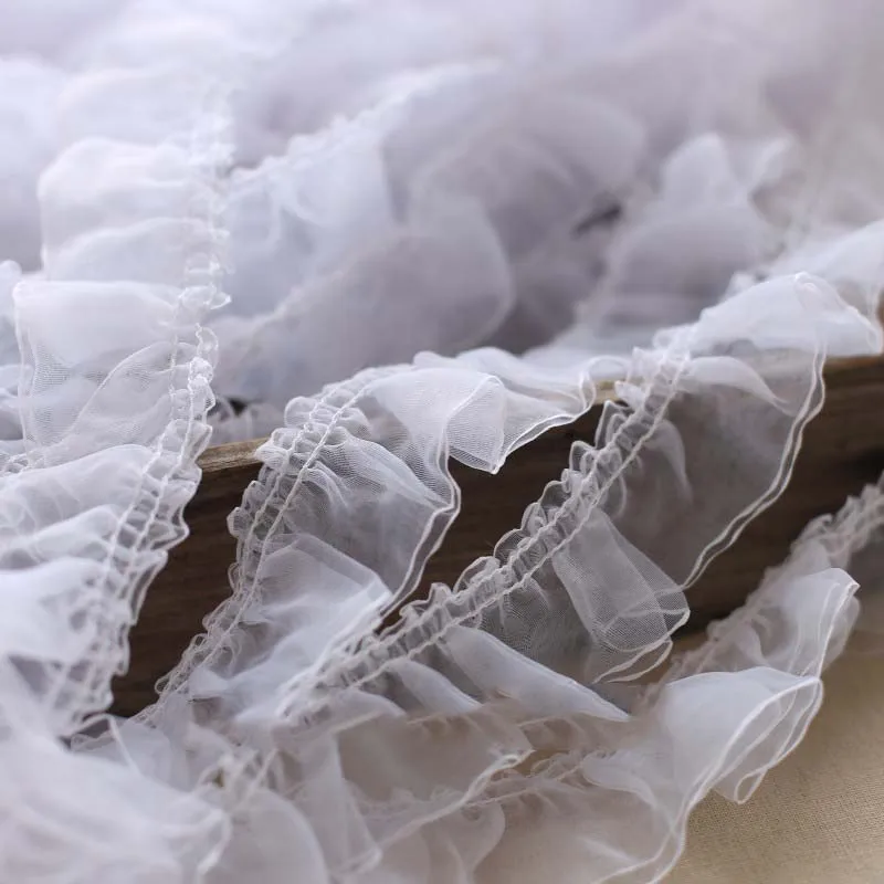 13meters DIY Lace Trim Organza Ruffle 2 Layers White Elastic Fabric Decoration Clothing Materials Bra Underwear Accessories
13meters DIY Lace Trim Organza Ruffle 2 Layers White Elastic Fabric Decoration Clothing Materials Bra Underwear Accessories