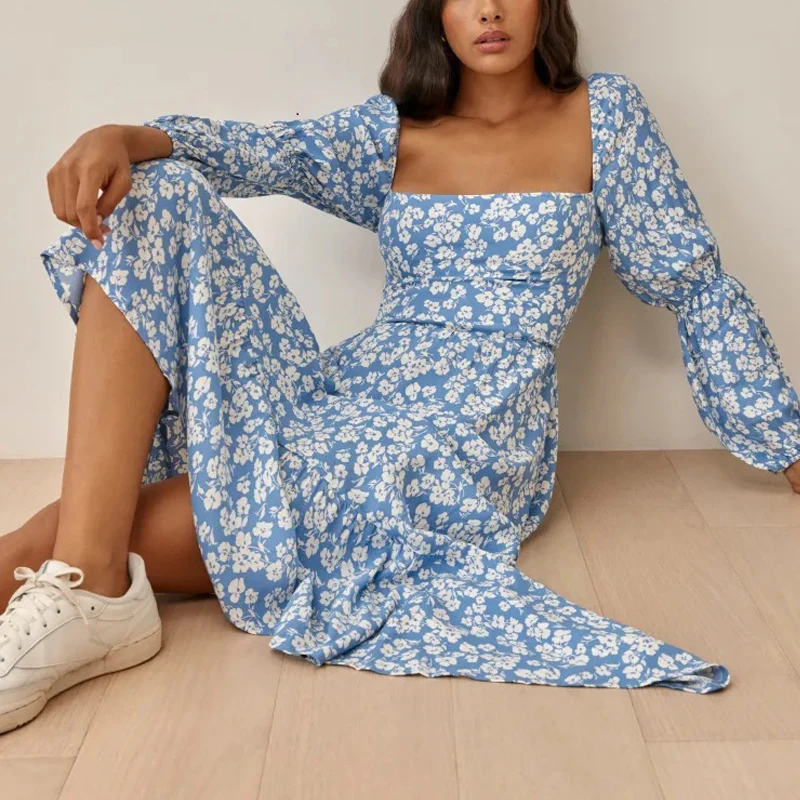 Spring and Autumn Women's Casual Flower Printed Square Neck Long Sleeve Slim Dress
Spring and Autumn Women's Casual Flower Printed Square Neck Long Sleeve Slim Dress