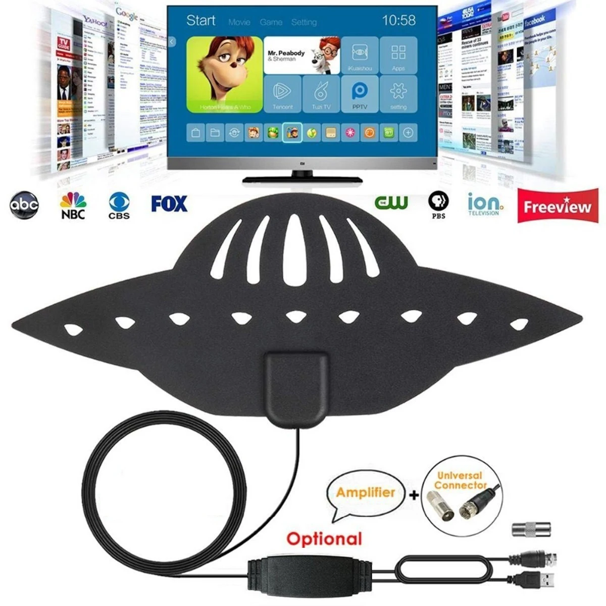 80 Mile Range Digital HDTV Antenna With Amplifier Support 4K 1080P80 Mile Range HDTV Antenna
80 Mile Range Digital HDTV Antenna With Amplifier Support 4K 1080P80 Mile Range HDTV Antenna
