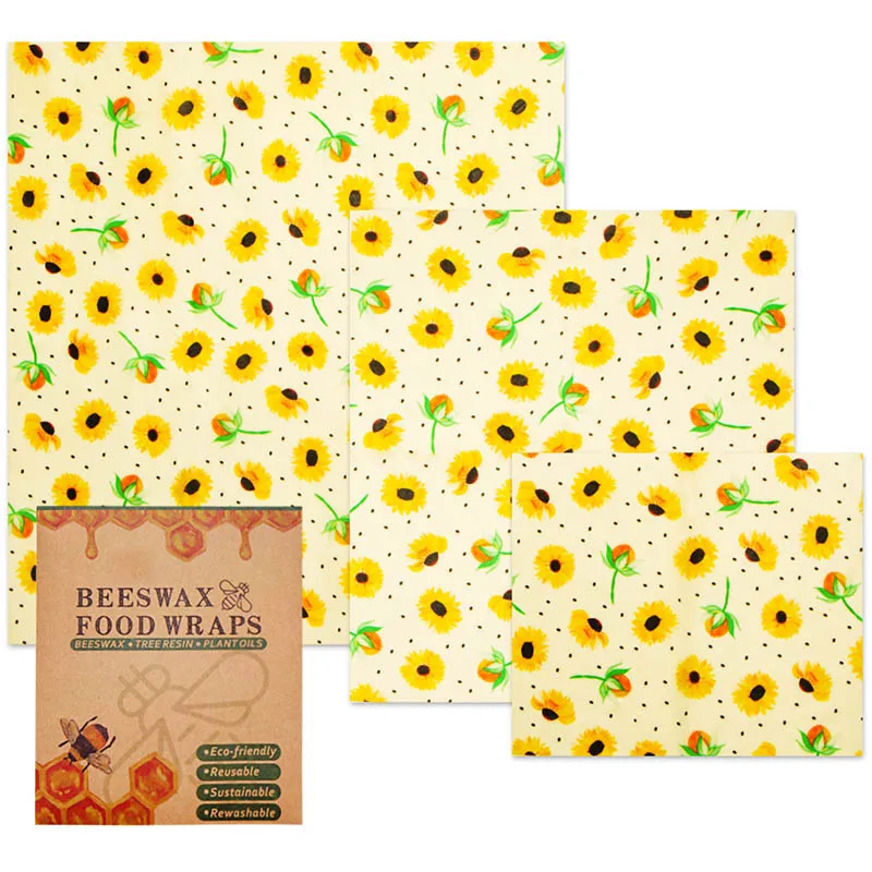 3 Pcs Beeswax Food Wraps Sets Reusable Food Storage Covers Eco-Friendly Washable Food Wraps Zero Waste 
3 Pcs Beeswax Food Wraps Sets Reusable Food Storage Covers Eco-Friendly Washable Food Wraps Zero Waste