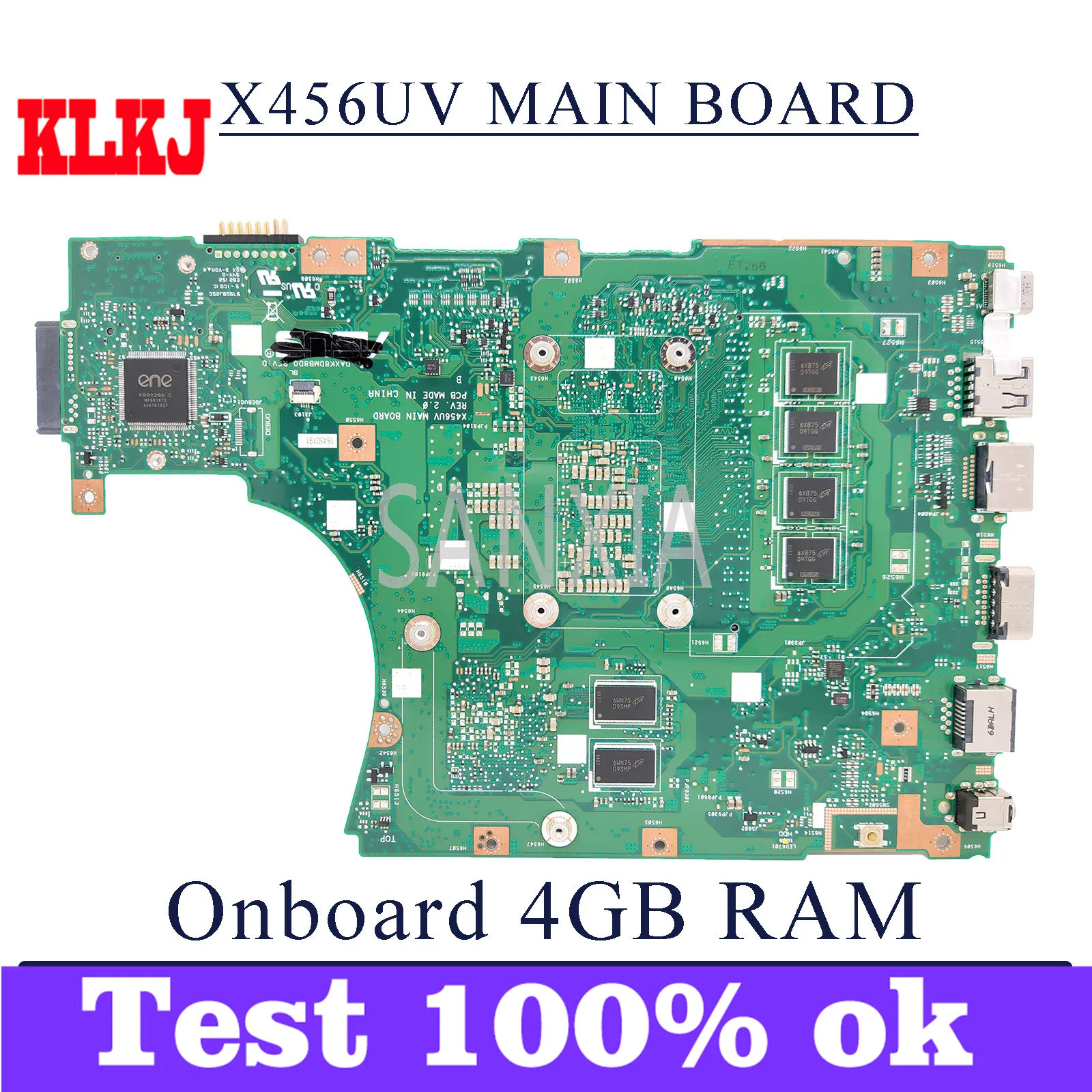 KLKJ X456UV Laptop Motherboard For ASUS VivoBook F456UV X456UJ X456UQ X456UB X456U Original Mainboard 4GB-RAM I7-6500U GT920MX
KLKJ X456UV Laptop Motherboard For ASUS VivoBook F456UV X456UJ X456UQ X456UB X456U Original Mainboard 4GB-RAM I7-6500U GT920MX