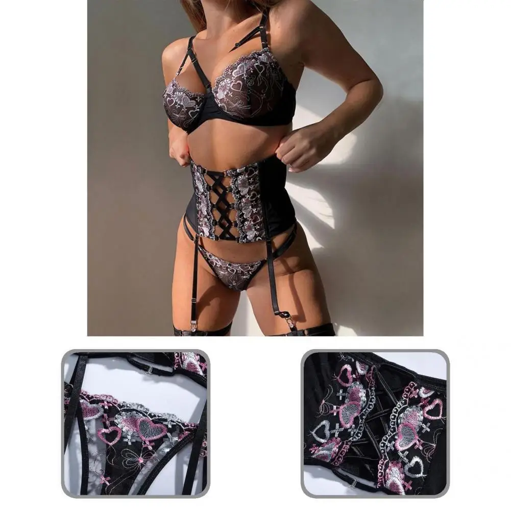 Fashion Half Cup Breathable Heart Print Underwear Thong Corset Set Bra Thong Corset Set Underwear Thong Corset 3Pcs/Set
Fashion Half Cup Breathable Heart Print Underwear Thong Corset Set Bra Thong Corset Set Underwear Thong Corset 3Pcs/Set