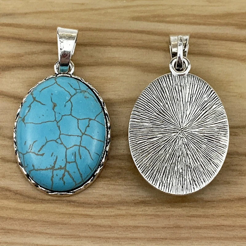 1 Piece Large Oval & Faux Turquoise Stone Tibetan Silver Charms Pendants for Necklace Jewellery Making 60x33mm
1 Piece Large Oval & Faux Turquoise Stone Tibetan Silver Charms Pendants for Necklace Jewellery Making 60x33mm