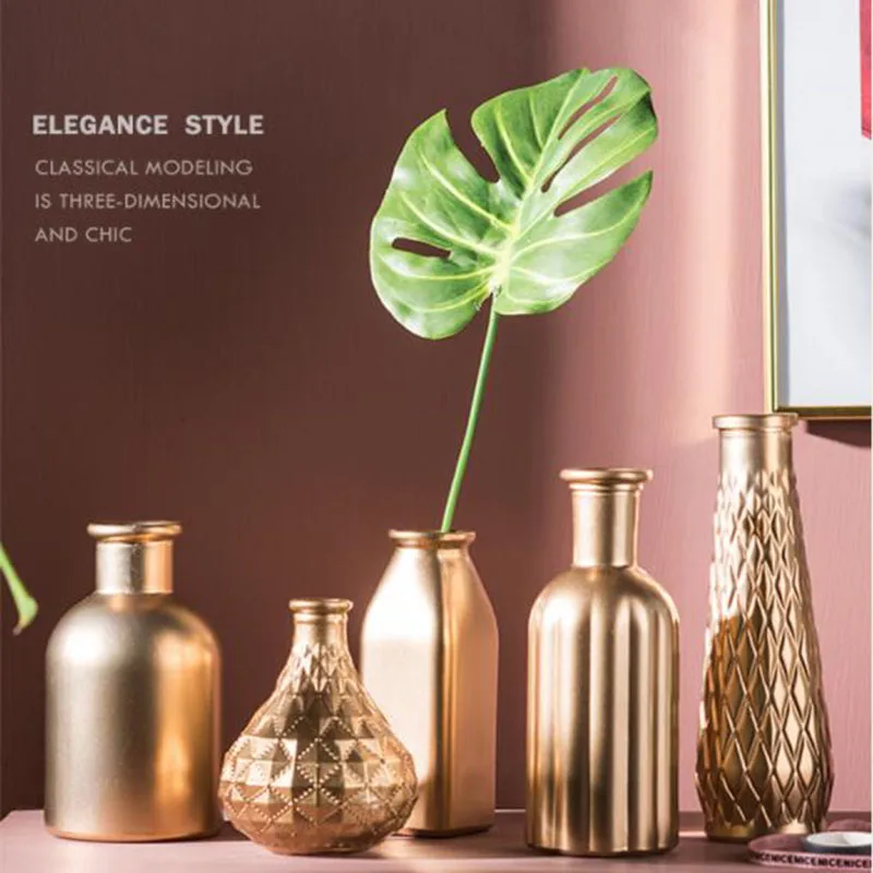 Golden Glass Vase Home Decor Flower Vase European Room Decor Modern Wedding Decoration Hydroponic Plants Container Ornaments
Golden Glass Vase Home Decor Flower Vase European Room Decor Modern Wedding Decoration Hydroponic Plants Container Ornaments