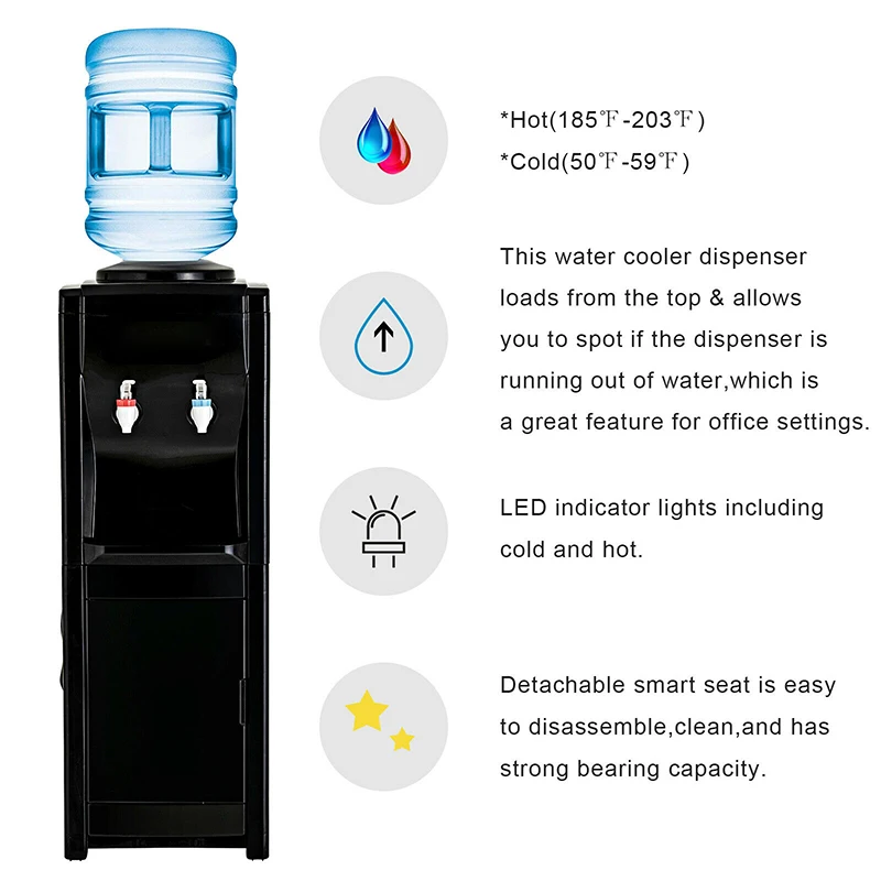 Electric Hot Cold Water Cooler Dispenser Dustproof Detachable for Home Office
Electric Hot Cold Water Cooler Dispenser Dustproof Detachable for Home Office