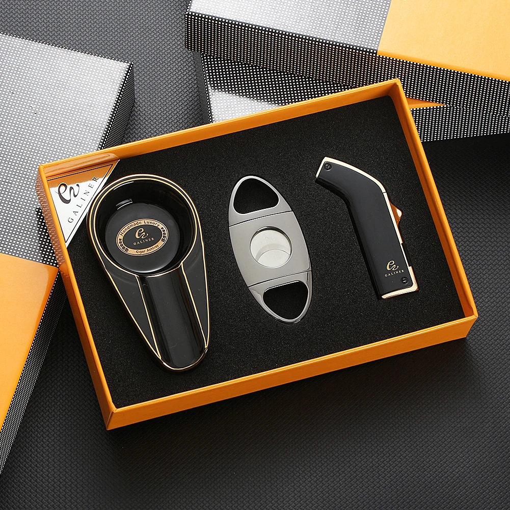 GALINER Cigar Lighter Cutter Ashtray Accessories Set Portable Torch Metal Lighter Cigar Cutter Sharp Guillotine Ceramic Ashtrays
GALINER Cigar Lighter Cutter Ashtray Accessories Set Portable Torch Metal Lighter Cigar Cutter Sharp Guillotine Ceramic Ashtrays