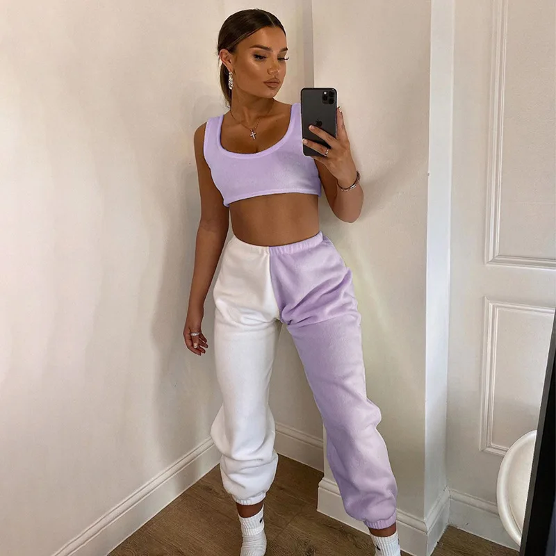 2020 Elastic High Waist Two Color Patchwork Sweatpants Women Loose Streetwear Sporty Pants Autumn Winter Casual Trousers Clothes
2020 Elastic High Waist Two Color Patchwork Sweatpants Women Loose Streetwear Sporty Pants Autumn Winter Casual Trousers Clothes