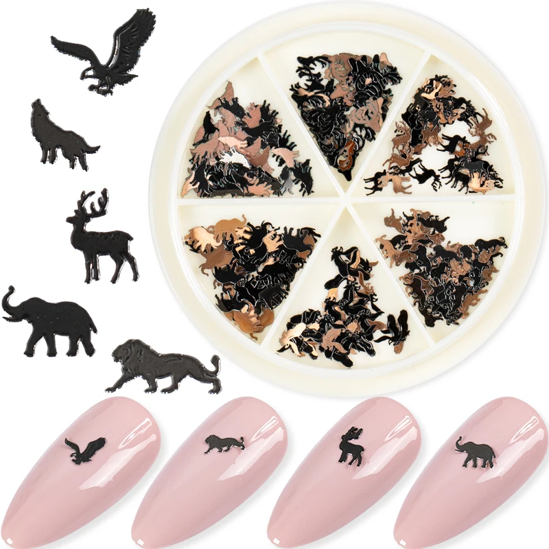 240pcs/Wheel Gold/Black Mix 6 Animal Wolf Elephant Buck Hawk Brown Back Metallic Nail Sequins 3D Nail Beauty Decoration DIY Tips
240pcs/Wheel Gold/Black Mix 6 Animal Wolf Elephant Buck Hawk Brown Back Metallic Nail Sequins 3D Nail Beauty Decoration DIY Tips