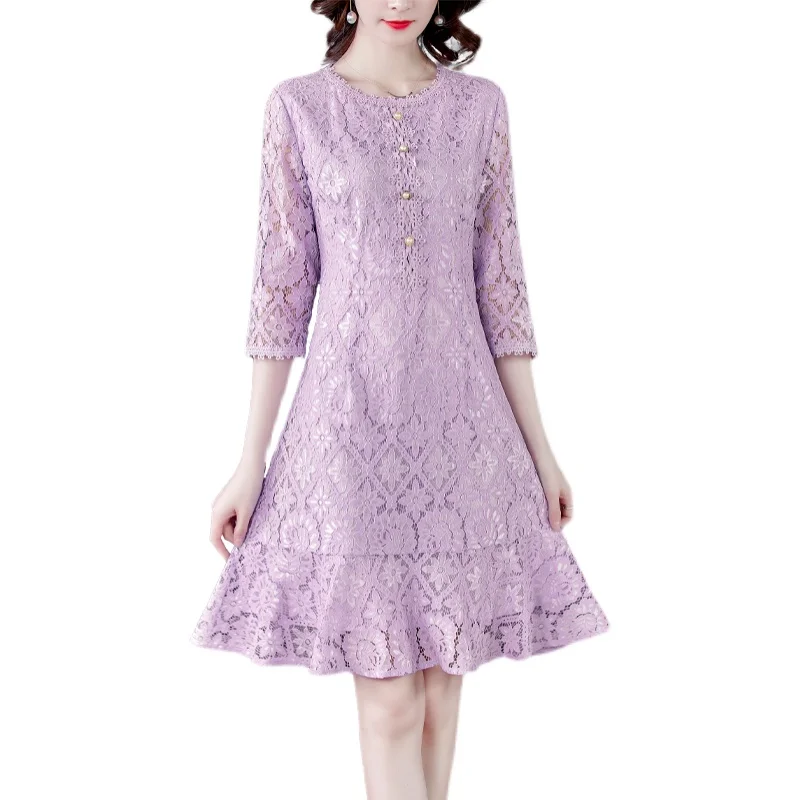 LUKAXSIKAX 2021 New Spring Autumn Women Three Quarter Sleeve Slim Mini Mermaid Dress Elegant Vintage Purple Lace Dress
LUKAXSIKAX 2021 New Spring Autumn Women Three Quarter Sleeve Slim Mini Mermaid Dress Elegant Vintage Purple Lace Dress