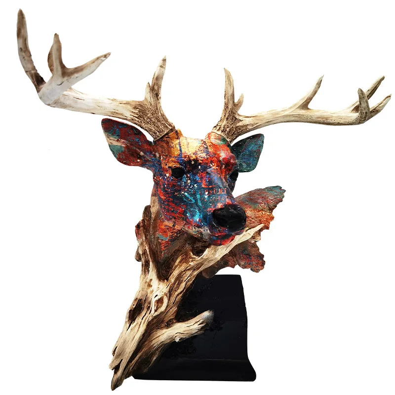 Nordic imitation deer head camouflage ornaments resin large decoration living room office move new house decoration 
Nordic imitation deer head camouflage ornaments resin large decoration living room office move new house decoration