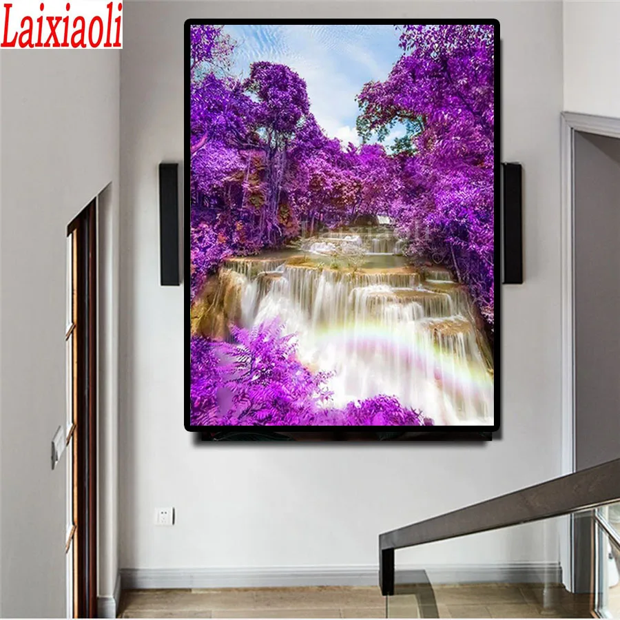 Алмазная вышивка «Водопад» с фиолетовым деревом, картина из квадратных и круглых страз, мозаика для вышивки крестиком, домашний декор 
Алмазная вышивка «Водопад» с фиолетовым деревом, картина из квадратных и круглых страз, мозаика для вышивки крестиком, домашний декор