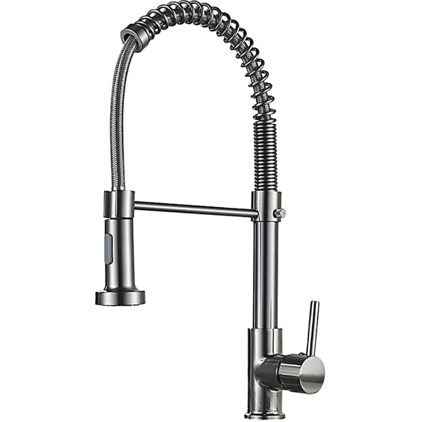 Kitchen Faucets Commercial Solid Brass Single Handle Single Lever Pull Down Sprayer Spring Kitchen Sink Faucet, Silver, Black
Kitchen Faucets Commercial Solid Brass Single Handle Single Lever Pull Down Sprayer Spring Kitchen Sink Faucet, Silver, Black