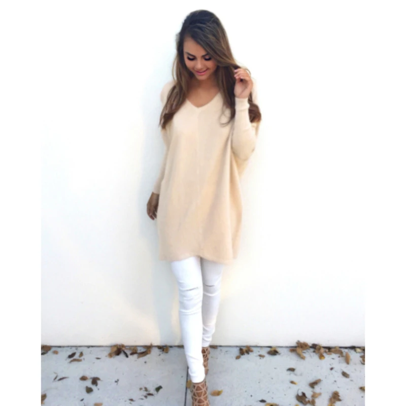 Fashion Sweater Women V Neck Long Sleeve Tunic Pullover Casual Loose Knitted Sweater Autumn Winter Casual Knitwear Oversized
Fashion Sweater Women V Neck Long Sleeve Tunic Pullover Casual Loose Knitted Sweater Autumn Winter Casual Knitwear Oversized