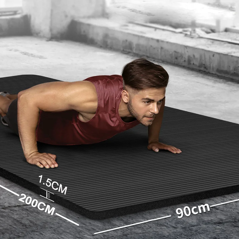 

Plus Size Men Fitness Mat 200X90cm Beginner Soft NBR 15/20MM Yoga Mat Thickened Gym Exercise Mats With Carrying Strap and Bag