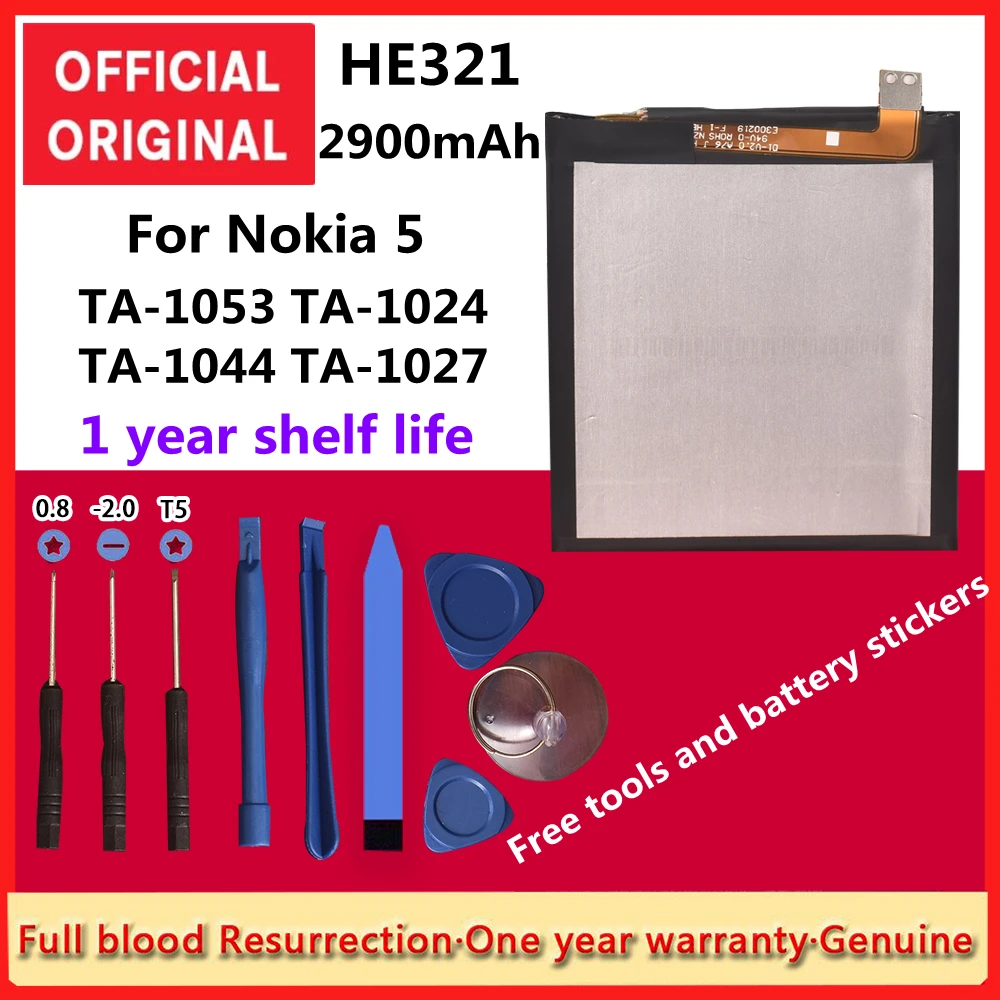 Original HE321 2900mAh Battery for Nokia 5 Nokia5 Dual SIM (TA-1053 DS) N5 Batteries Bateria +Tracking + Tools
Original HE321 2900mAh Battery for Nokia 5 Nokia5 Dual SIM (TA-1053 DS) N5 Batteries Bateria +Tracking + Tools