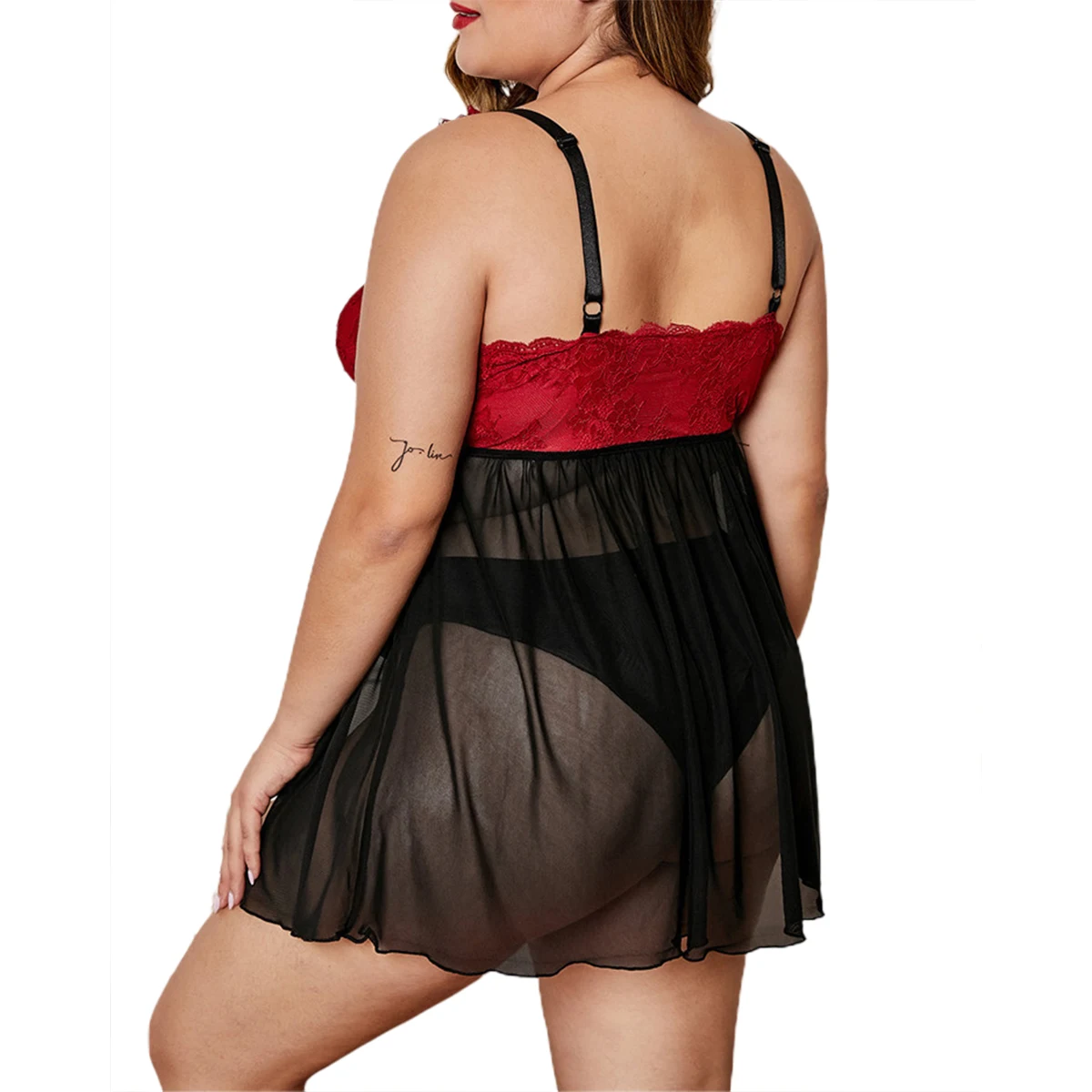 2 Pcs Women Sexy Large Size Dress Set, Patchwork See-through Dress + Solid Color Panties
2 Pcs Women Sexy Large Size Dress Set, Patchwork See-through Dress + Solid Color Panties