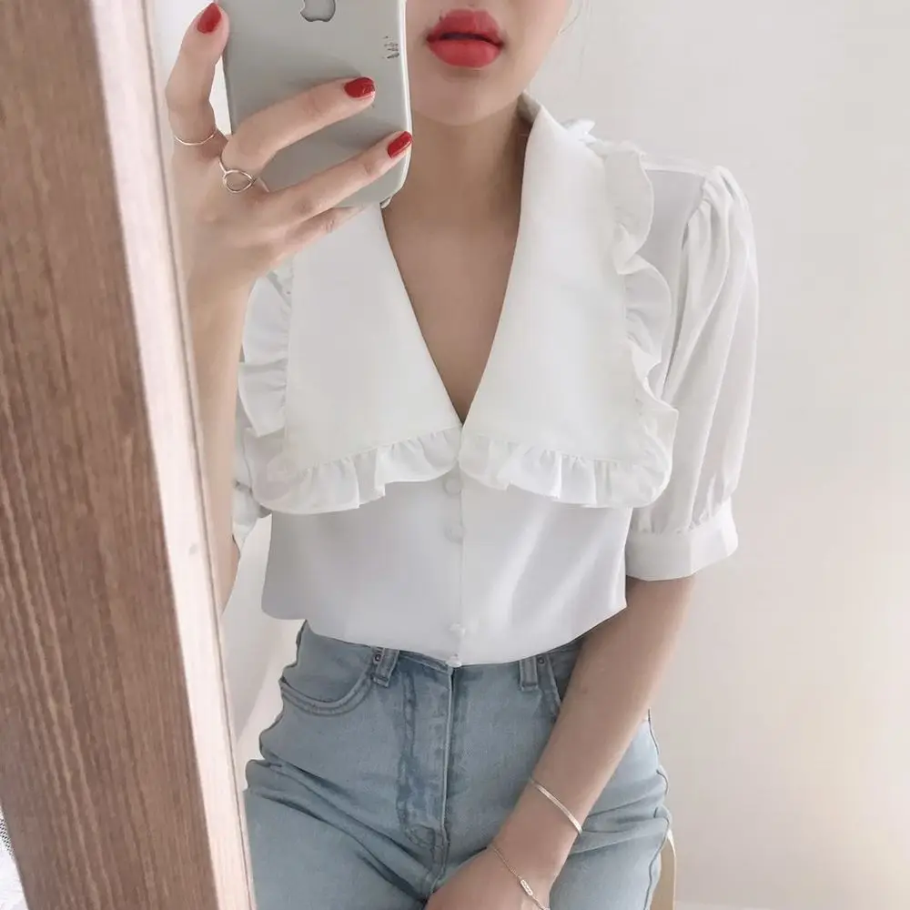 Harajuku Hot Chiffon Gentle Clothe Tops Femme Ruffles Summer Elegance Shirts Chic Fashion All Match Girls Loose Blouses
Harajuku Hot Chiffon Gentle Clothe Tops Femme Ruffles Summer Elegance Shirts Chic Fashion All Match Girls Loose Blouses