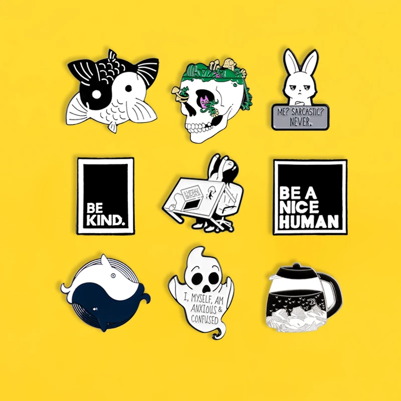 Bunny pins Yin Yang Fish Ghost Skull badges brooches for women Funny cute coffee pot Lapel enamel pin Clothes bag Jewelry gifts
Bunny pins Yin Yang Fish Ghost Skull badges brooches for women Funny cute coffee pot Lapel enamel pin Clothes bag Jewelry gifts