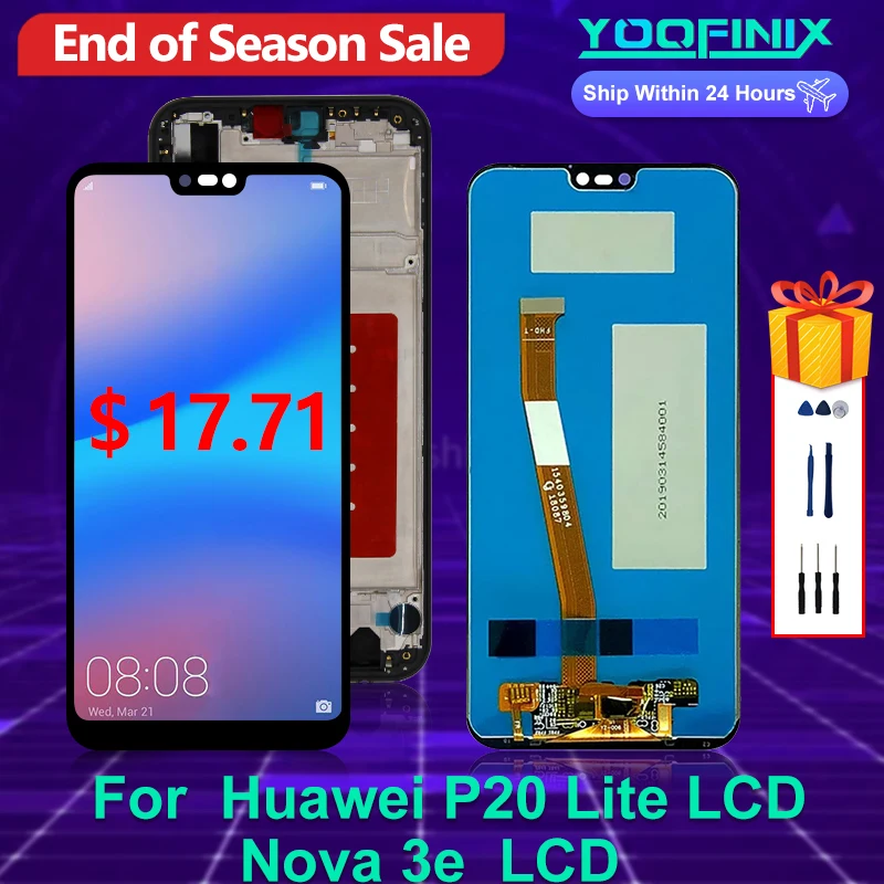 ЖК дисплей 5 84 дюйма для Huawei P20 Lite с сенсорным экраном и дигитайзером Nova 3e|Экраны