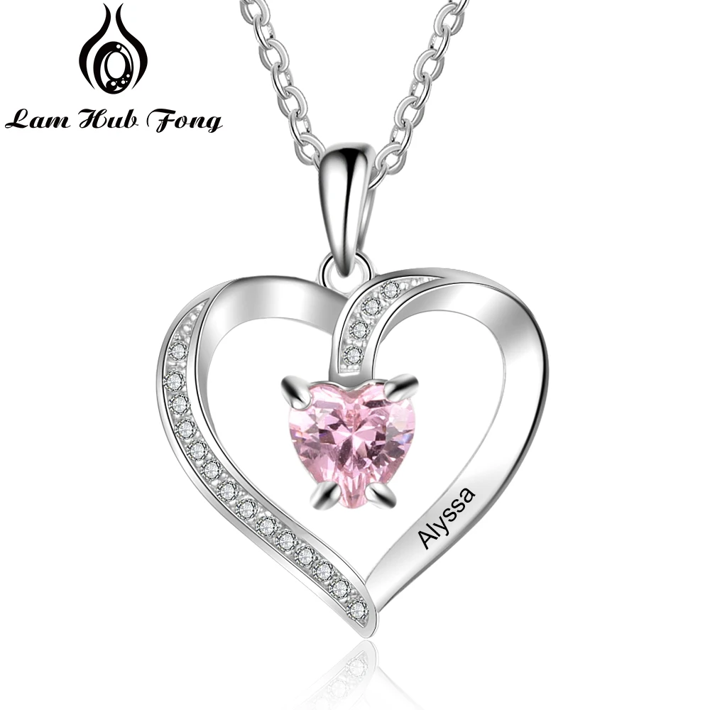 Personalized Name Necklace Custom Birthstone Necklace Heart CZ Stone Charm Necklace for Women DIY Women's Gift (Lam Hub Fong) 
Personalized Name Necklace Custom Birthstone Necklace Heart CZ Stone Charm Necklace for Women DIY Women's Gift (Lam Hub Fong)