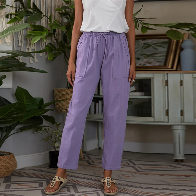 Spring Autumn Pants Women Drawstring Sweatpants Fashion Women's Solid Trousers Pocket Elastic Waist Casual Pants For Women
Spring Autumn Pants Women Drawstring Sweatpants Fashion Women's Solid Trousers Pocket Elastic Waist Casual Pants For Women