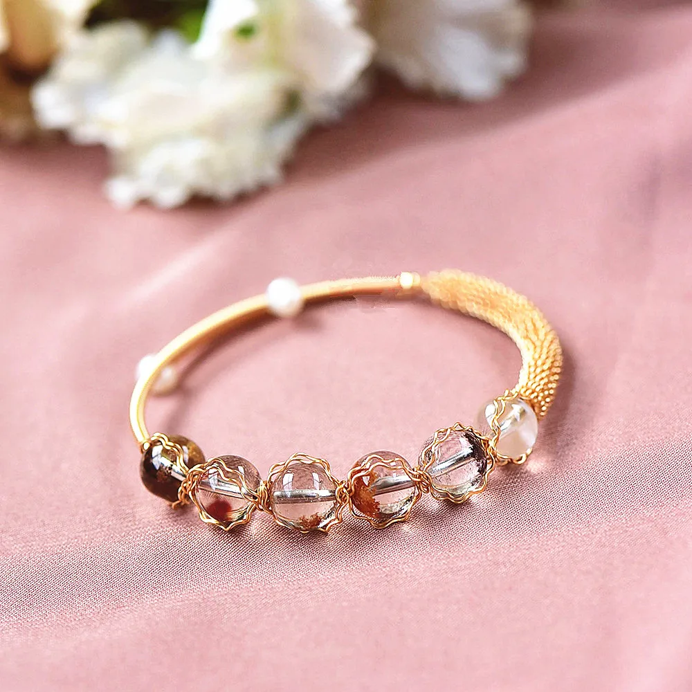 Natural Green Ghost Quartz Crystal 14K Gold Filled Beaded Bracelets for Women Female Handmade Winding Bangle Fashion Jewelry
Natural Green Ghost Quartz Crystal 14K Gold Filled Beaded Bracelets for Women Female Handmade Winding Bangle Fashion Jewelry
