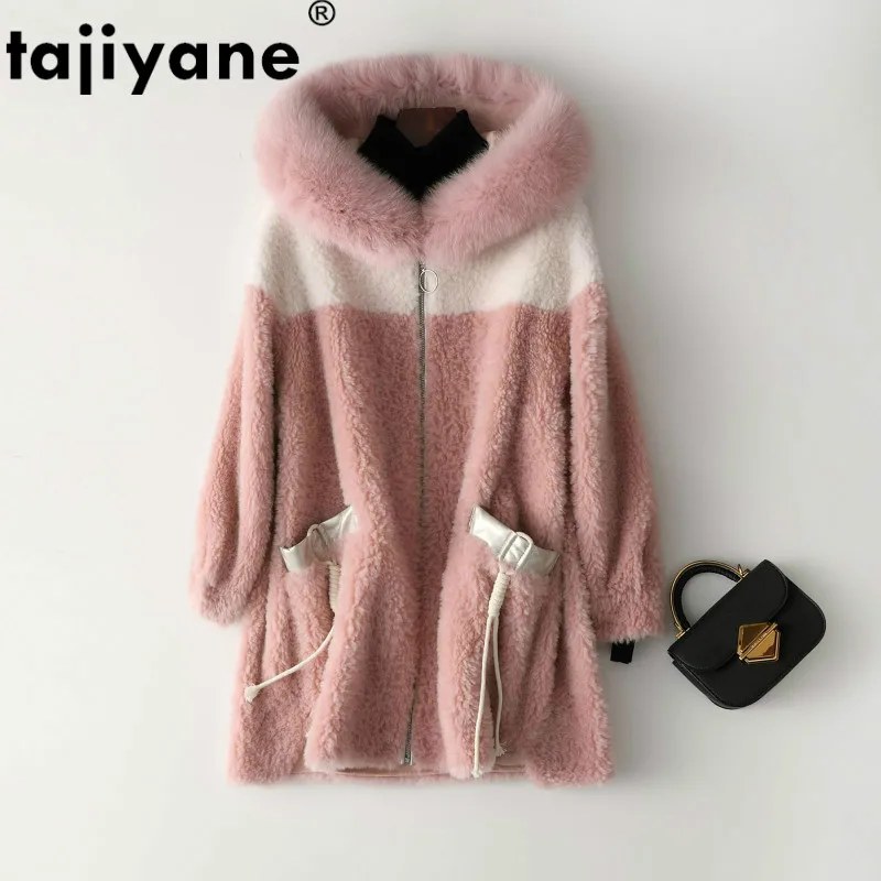 

Real Fur Coat Fox Fur Collar Wool Jacket Autumn Winter Coat Women Clothes 2021 Streetwear Korean Vintage Sheep Shearling ZT3326