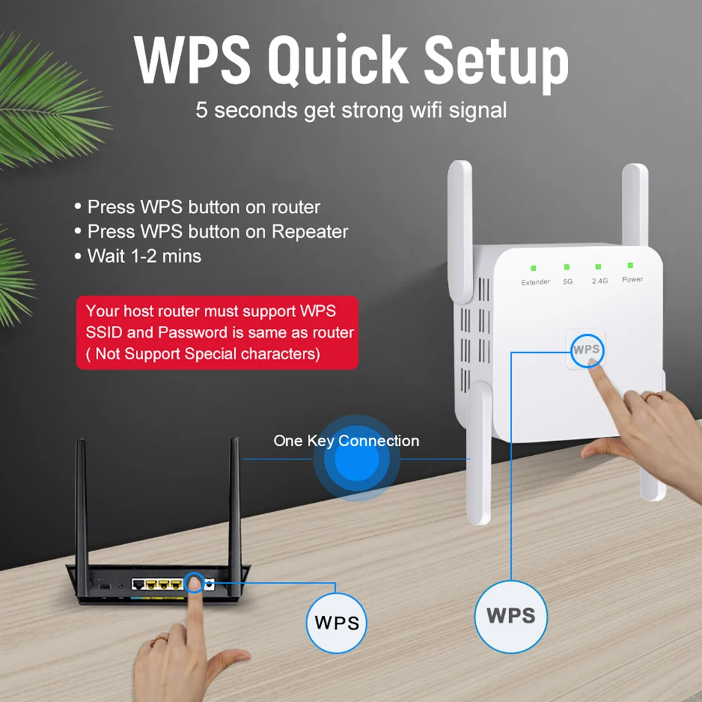 Home WiFi Repeater 2.4GHz/5GHz Four-Antenna Access Point RJ45 Interface WiFi Range Extender Signal Booster
Home WiFi Repeater 2.4GHz/5GHz Four-Antenna Access Point RJ45 Interface WiFi Range Extender Signal Booster