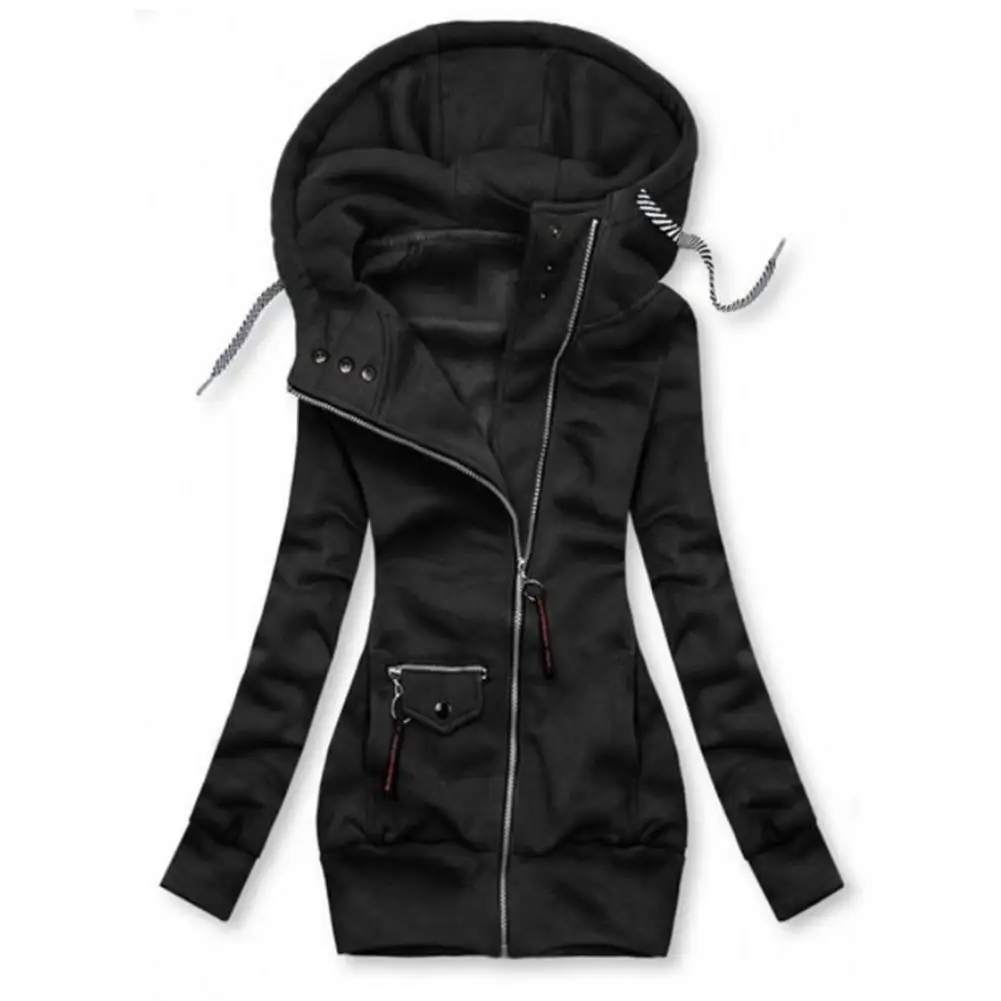 Coat Women Fashion Long Sleeve Drawstring Hooded Slim Jacket Coat Zipper Outerwear
Coat Women Fashion Long Sleeve Drawstring Hooded Slim Jacket Coat Zipper Outerwear