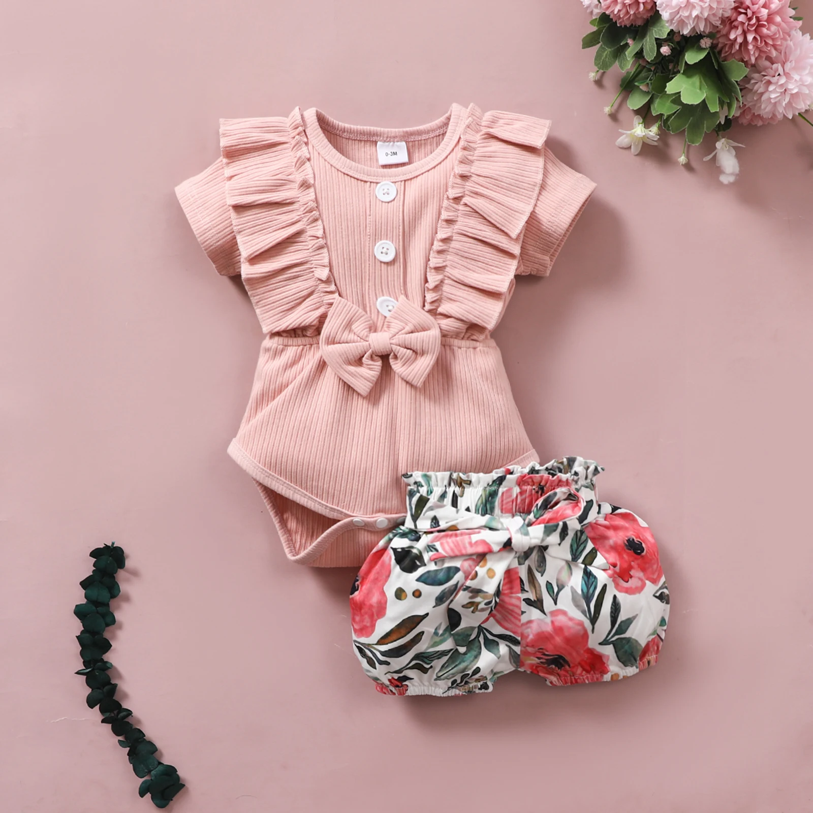 Baby Girls Clothes 2PCS Summer Outfits, Short Sleeve Button Front Ruffle Bodysuit + Floral Shorts Casual Set 0-18M
Baby Girls Clothes 2PCS Summer Outfits, Short Sleeve Button Front Ruffle Bodysuit + Floral Shorts Casual Set 0-18M