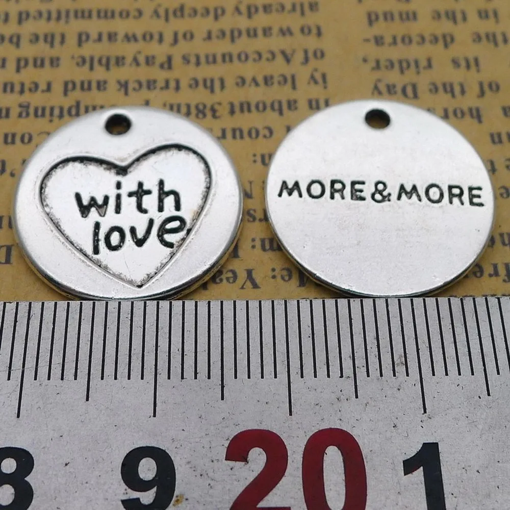 100pcs Heart Charms with love 20mm x 20mm DIY Jewelry Making Pendant antique silver color
100pcs Heart Charms with love 20mm x 20mm DIY Jewelry Making Pendant antique silver color