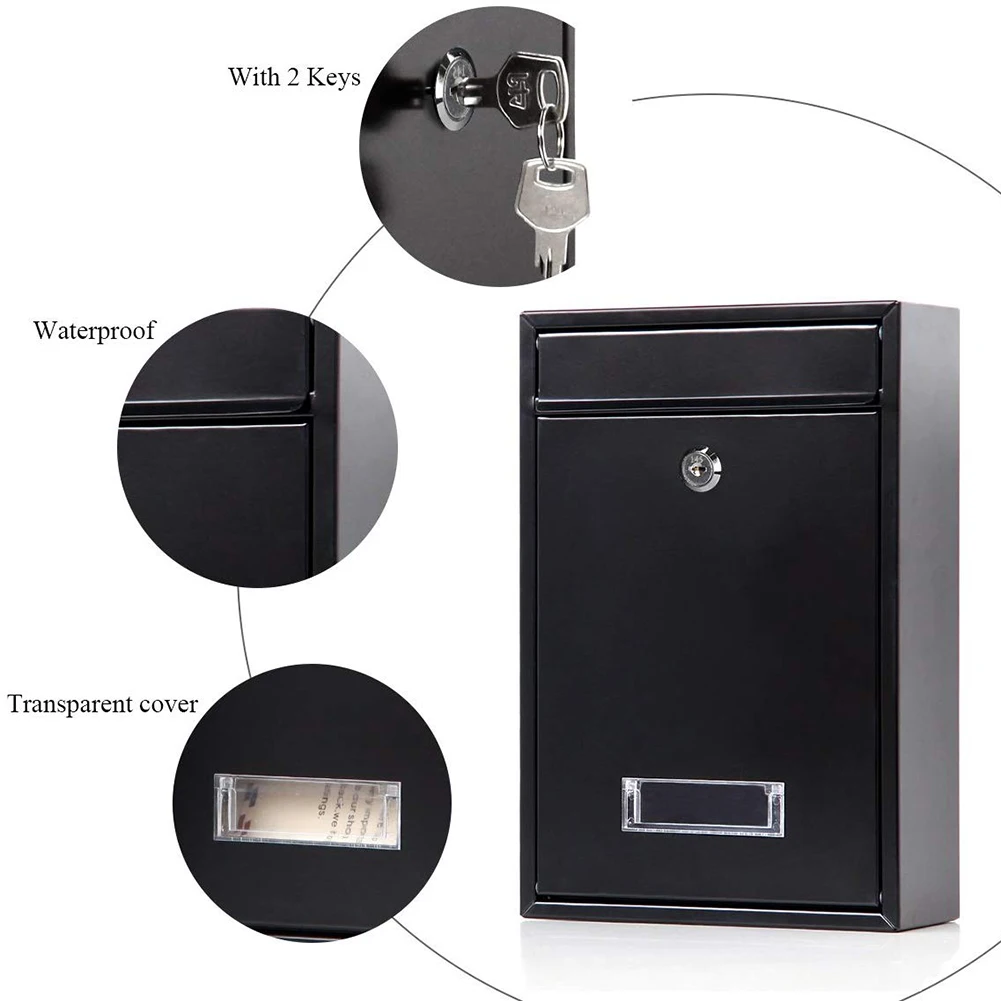 Outdoor Lockable Wall Mounted Hanging Iron Post Letter Box Mailbox with Key Password Letterbox | Дом и сад