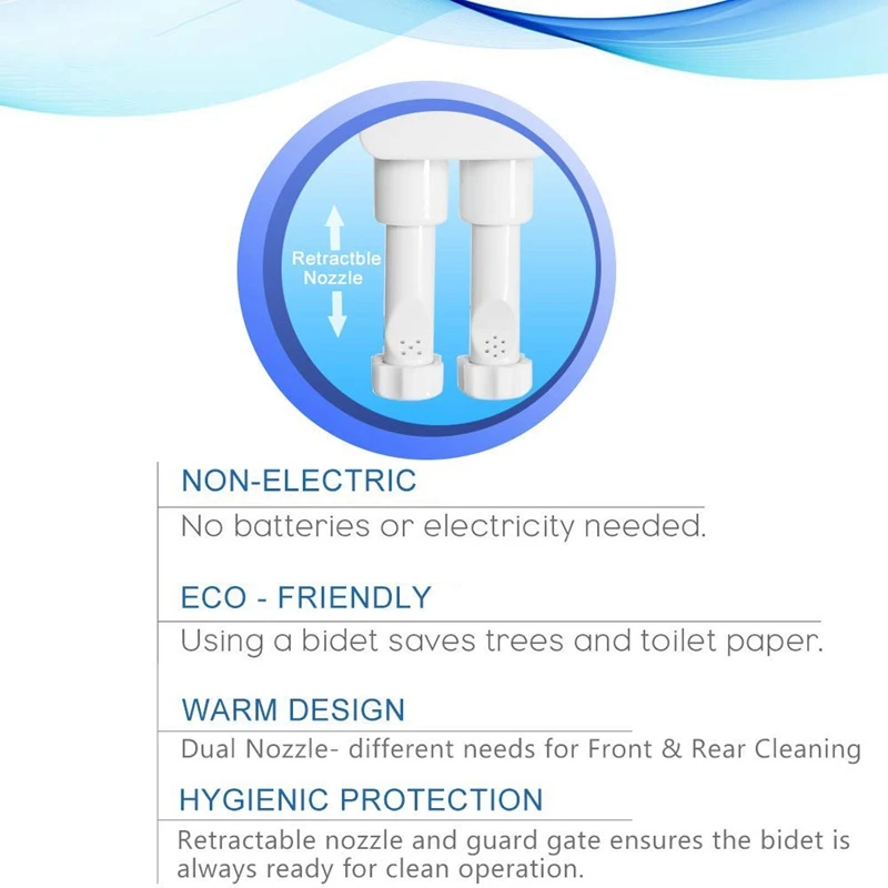 Cleaning Nozzle Fresh Water Non-Electric Mechanical Bidet Toilet Attachment Lady Washing Butt Spray(White)
Cleaning Nozzle Fresh Water Non-Electric Mechanical Bidet Toilet Attachment Lady Washing Butt Spray(White)