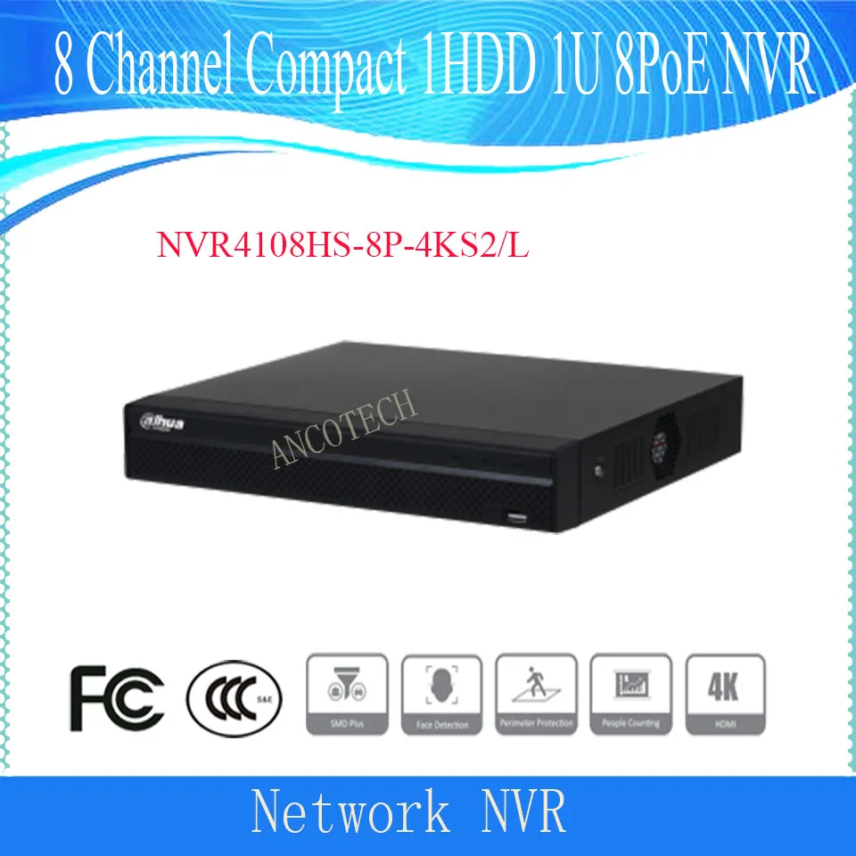 Dahua 8 Channel Compact 1HDD 1U 8PoE Network Video Recorder DHI-NVR4108HS-8P-4KS2/L Support 1HDD Metal Housing DAHUA POE NVR 
Dahua 8 Channel Compact 1HDD 1U 8PoE Network Video Recorder DHI-NVR4108HS-8P-4KS2/L Support 1HDD Metal Housing DAHUA POE NVR