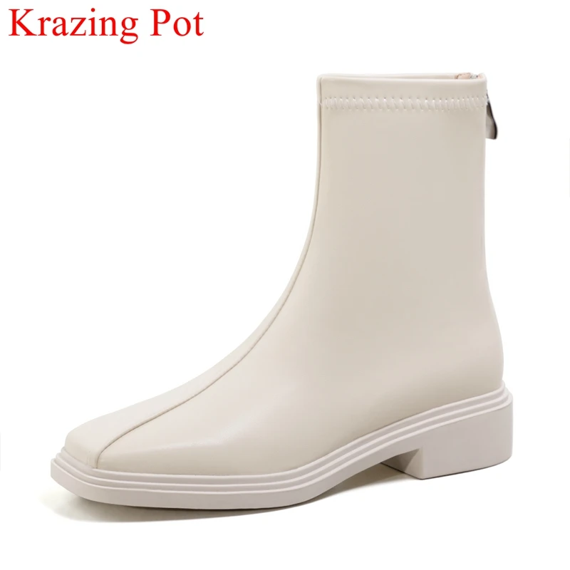 Krazing Pot 2022 fashion med heel square toe stretch boots sewing warm winter shoes zipper concise party elegant ankle boots
Krazing Pot 2022 fashion med heel square toe stretch boots sewing warm winter shoes zipper concise party elegant ankle boots