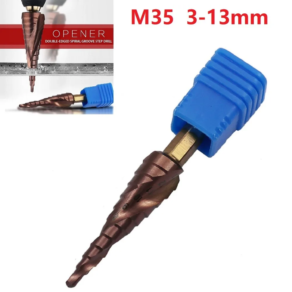 

3-13mm Step Drill Bit 77*47*6.35mm For 0.1~4mm Iron Hex Shank Woodworking Bits M35 Cobalt 1pc Durable Efficient
