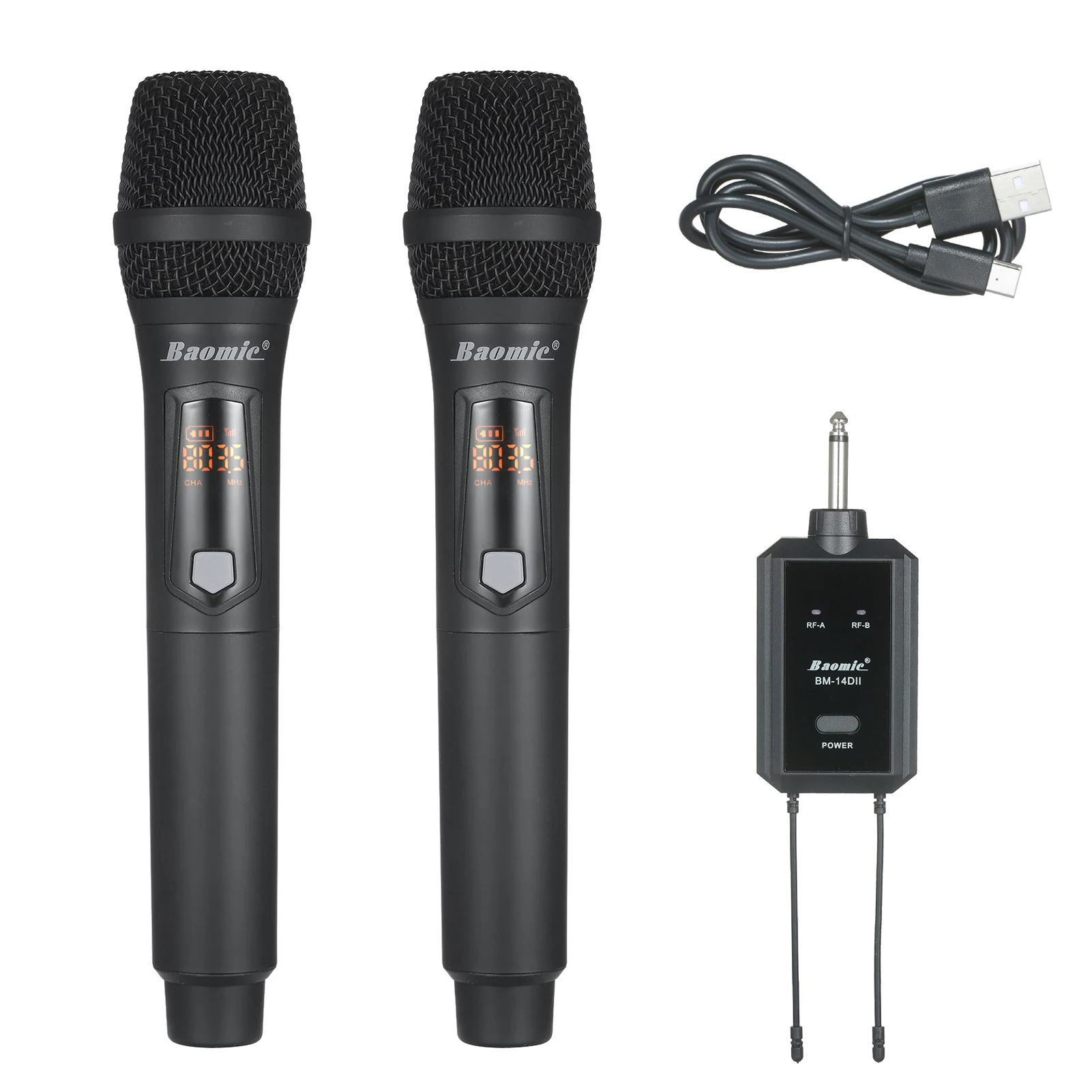 Baomic UHF Wireless Microphones Set Professional Handheld Cordless Mic with Rechargeable Receiver for Karaoke Speech
Baomic UHF Wireless Microphones Set Professional Handheld Cordless Mic with Rechargeable Receiver for Karaoke Speech