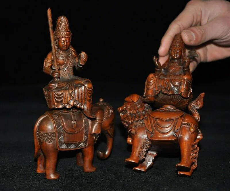 wedding decoration Chinese Boxwood Wood Carved Elephant lion Guanyin Manjushri Samantabhadra Statue
wedding decoration Chinese Boxwood Wood Carved Elephant lion Guanyin Manjushri Samantabhadra Statue
