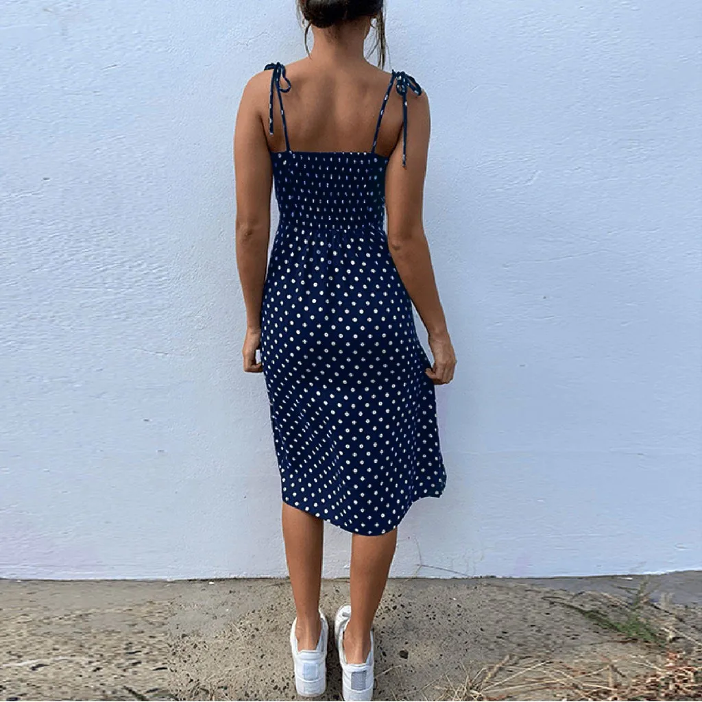 Sexy Women Dress Summer Fashion Dot Sleeveless High Waist V-Neck Sling Dress Ladies Casual Loose Slit Dress Vestidos#35
Sexy Women Dress Summer Fashion Dot Sleeveless High Waist V-Neck Sling Dress Ladies Casual Loose Slit Dress Vestidos#35