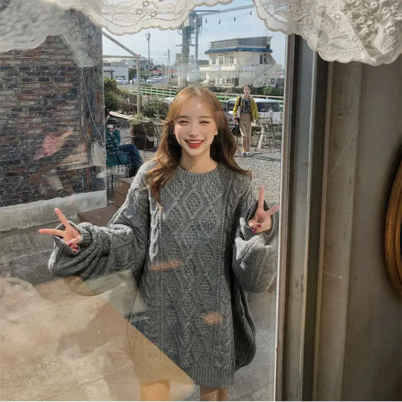 Woman Sweaters Women's Thick Sweater Loose Autumn and Winter Pullover Mid-Length Knitted Skirt Femme Chandails Pull Hiver
Woman Sweaters Women's Thick Sweater Loose Autumn and Winter Pullover Mid-Length Knitted Skirt Femme Chandails Pull Hiver